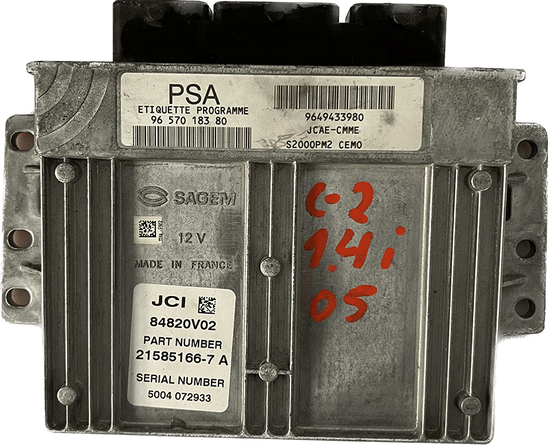 Centralita Motor ECU Remanufacturada. Sagem Referencia 21585166-7A / 84820V02 / 96 570 183 80 / PSA